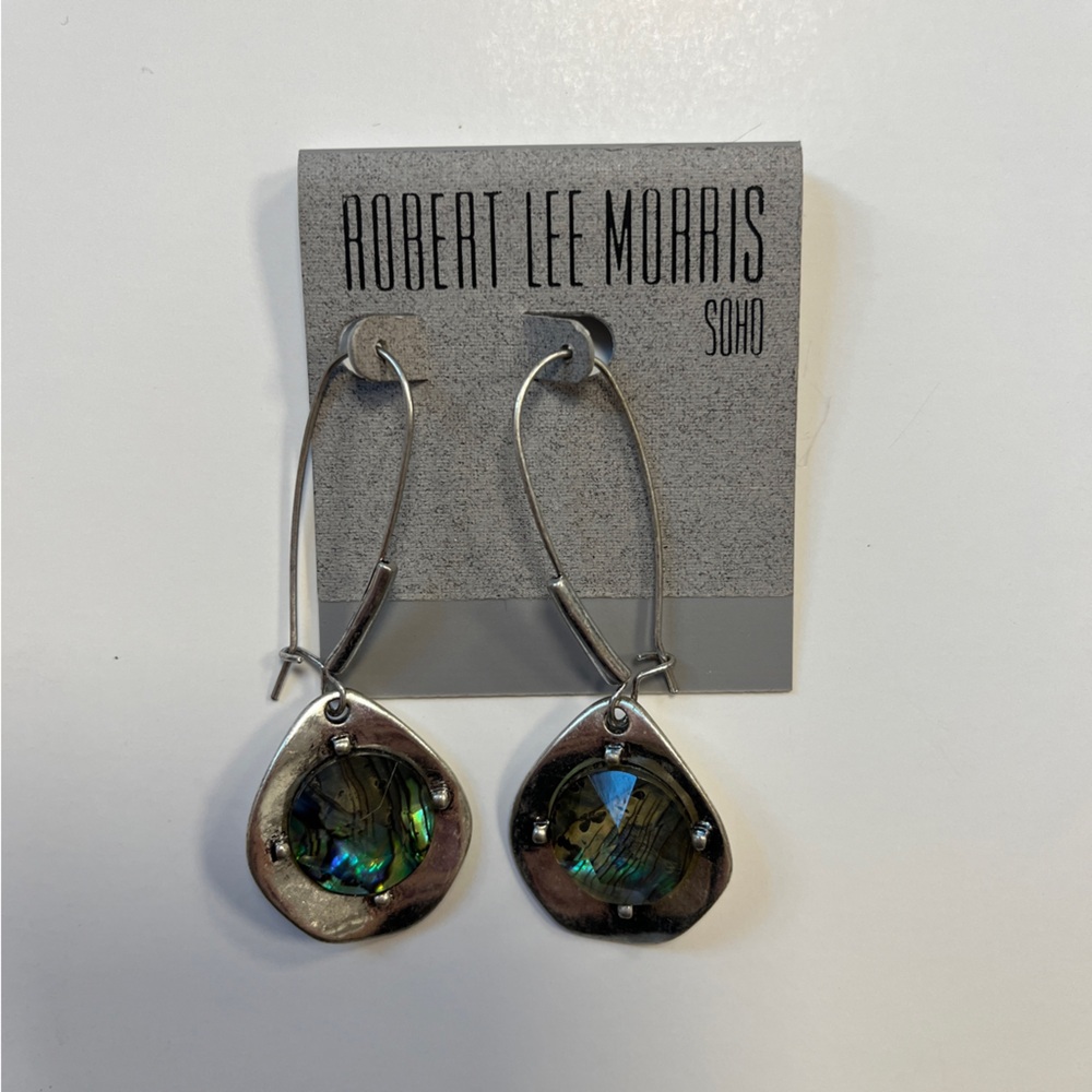 RLM Soho Abalone Silver Shepherd Hook Drop Earrings